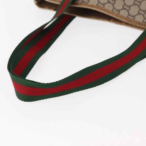 GUCCI GG Plus Supreme Web Sherry Line Tote Bag PVC Beige Gold - Picture 8 of 16